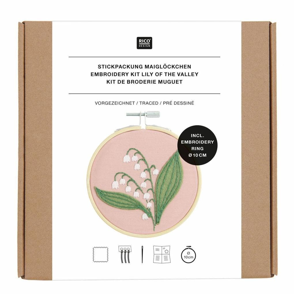 Stickpackung Vorgezeichnet, Maiglöckchen, Ø 10 cm