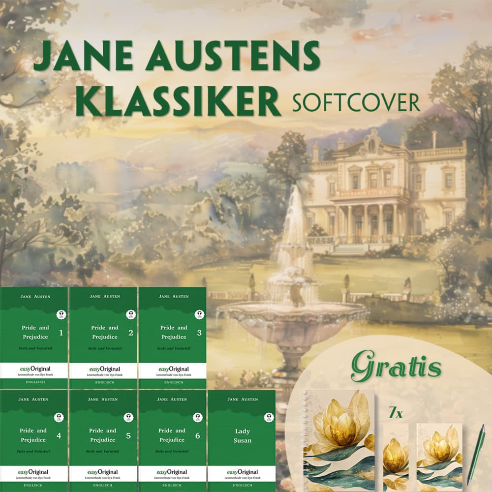 Jane Austens Klassiker Softcover (7 Bücher + Audio-Online + exklusive Extras) - Frank-Lesemethode, m. 7 Audio, m. 7 Audio, 7 Teile