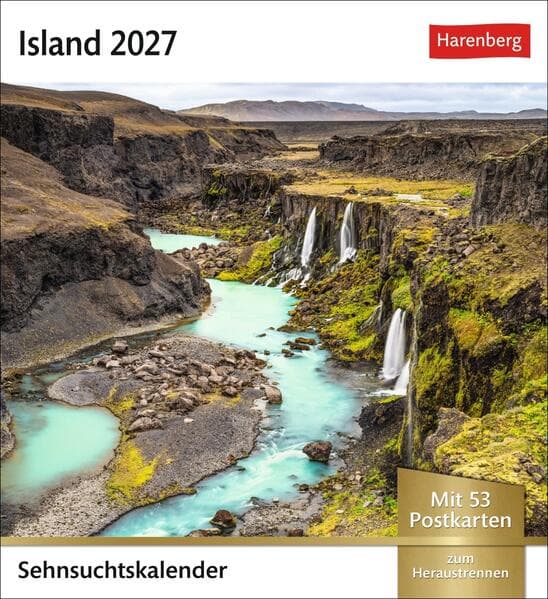 Island Sehnsuchtskalender 2027 - Wochenkalender mit 53 Postkarten