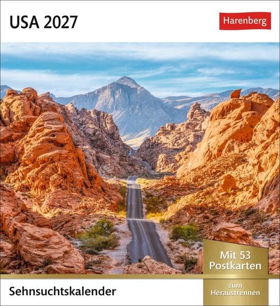 USA Sehnsuchtskalender 2027 - Wochenkalender mit 53 Postkarten