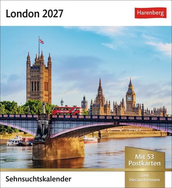 London Sehnsuchtskalender 2027 - Wochenkalender mit 53 Postkarten