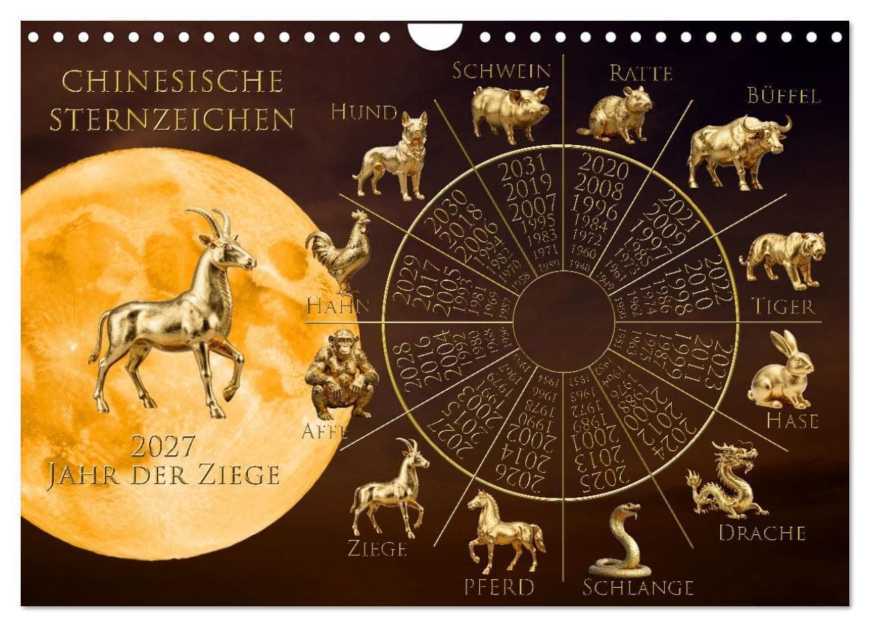 Chinesische Sternzeichen (Wandkalender 2027 DIN A4 quer), CALVENDO Monatskalender
