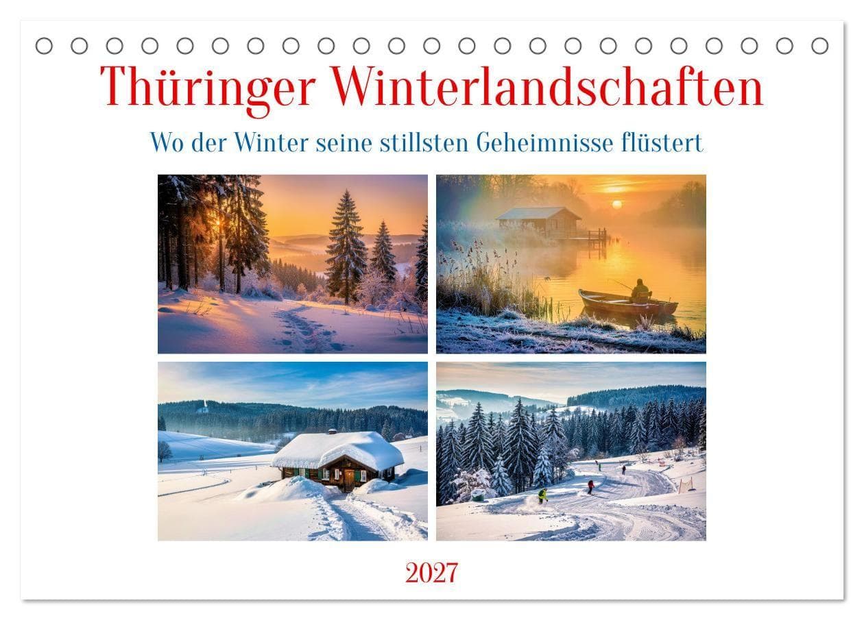 Thüringer Winterlandschaften (Tischkalender 2027 DIN A5 quer), CALVENDO Monatskalender