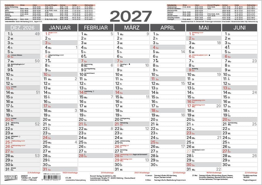 Tafelkalender A3 "Stabil" 2027