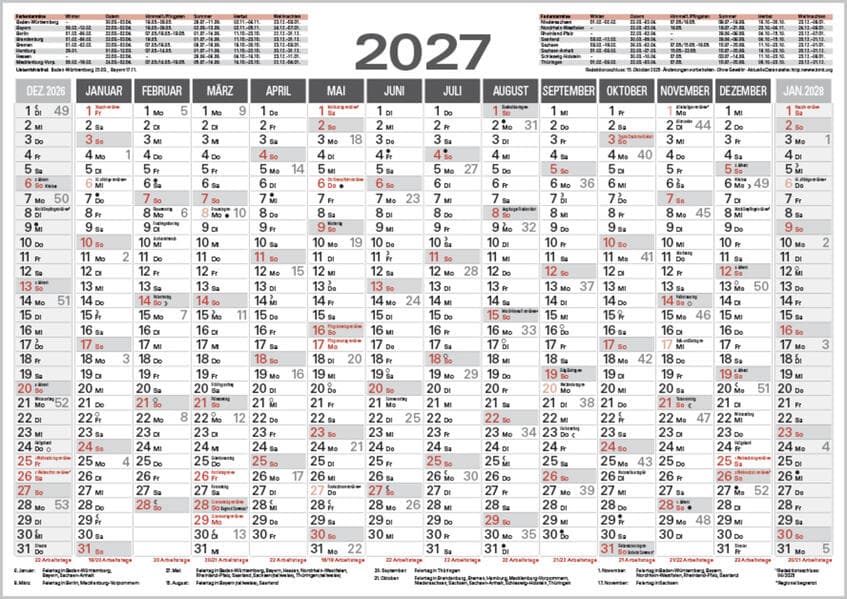 Tafelkalender A4 2027