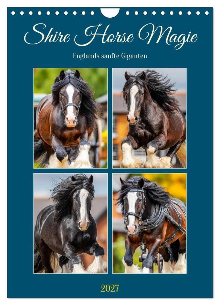 Shire Horse Magie. Englands sanfte Giganten (Wandkalender 2027 DIN A4 hoch), CALVENDO Monatskalender