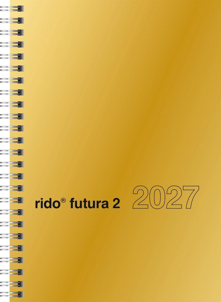 rido/idé 7021121917 Buchkalender Mod. futura 2 2027 A5, Karton, gold