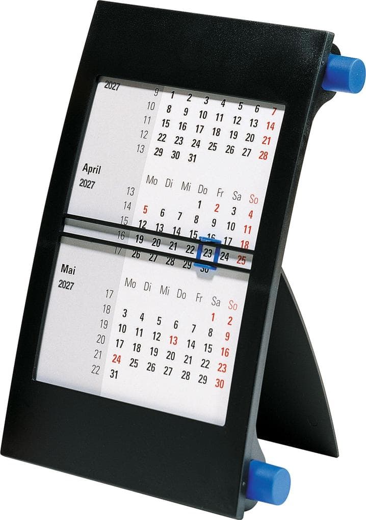 rido/idé 7038000307 3-Monats-Tischkalender 2027 90×120 mm, blau/schwarz