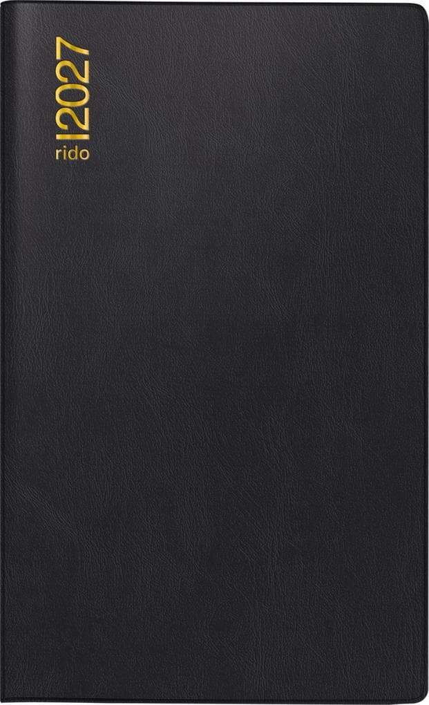 rido/idé 7046962907 Taschenkalender Mod. M-Planer 2027 A6, Kunststoff, schwarz