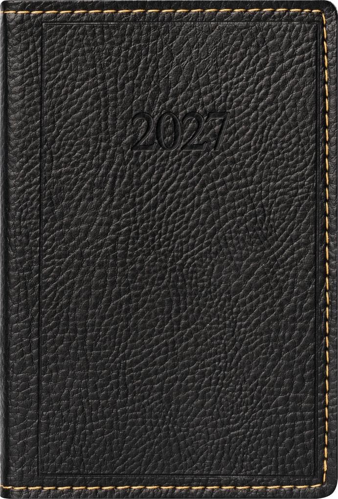 rido/idé 7011054907 Taschenkalender Mod. partner/Industrie I 2027 A7, Kunstleder, schwarz