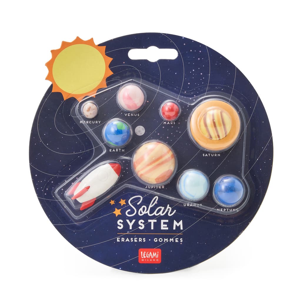 Solar System - Set Of 9 Erasers - Space