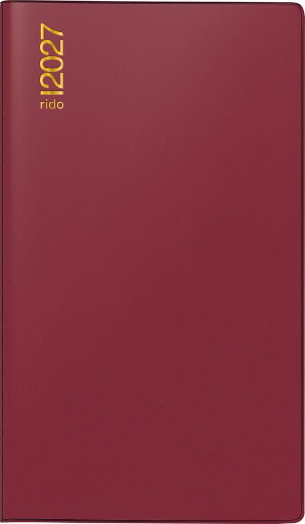 rido/idé 7012112297 Taschenkalender Mod. TM 15 2027 A6, Kunststoff, bordeaux