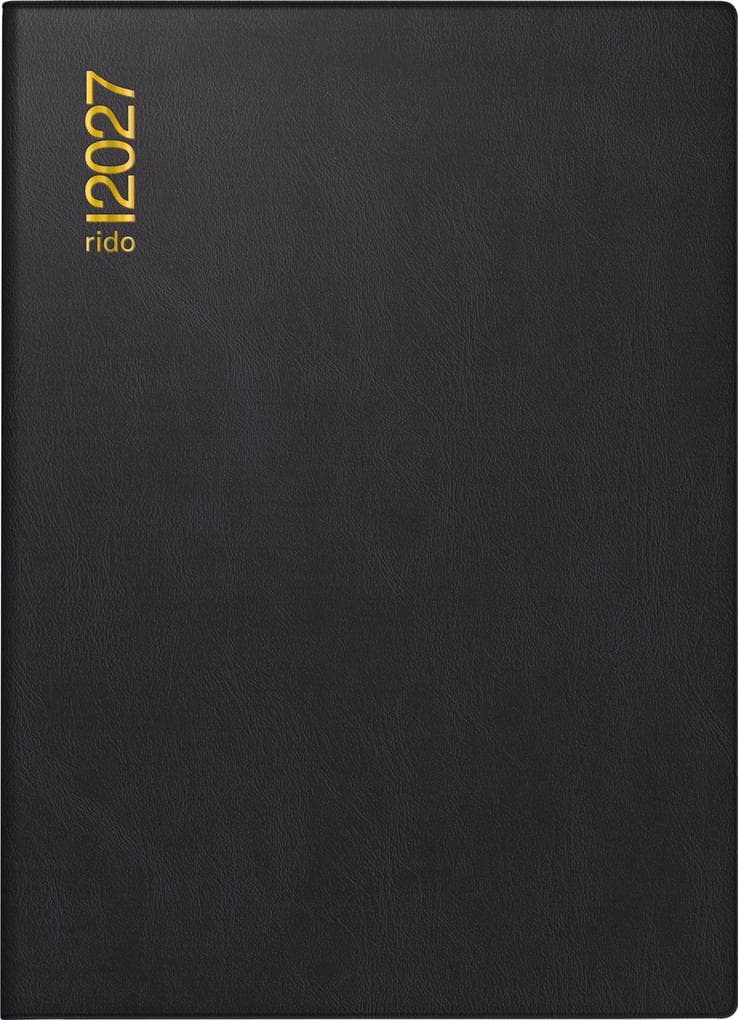 rido/idé 7018182907 Taschenkalender Mod. Technik II 2027 A6, Kunststoff, schwarz