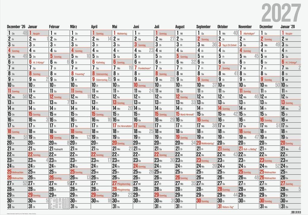 rido/idé 7033660007 Plakatkalender Mod. Office I 2027 980×685 mm
