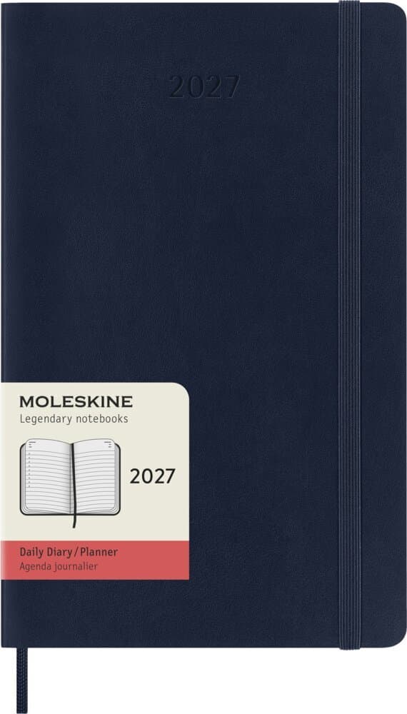 Moleskine 12 Monate Tageskalender 2027, Large/A5, 1 Tag = 1 Seite, Weicher Einband, Saphir