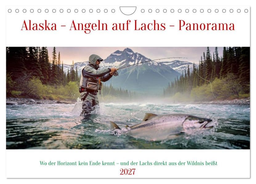 Alaska - Angeln auf Lachs - Panorama (Wandkalender 2027 DIN A4 quer), CALVENDO Monatskalender