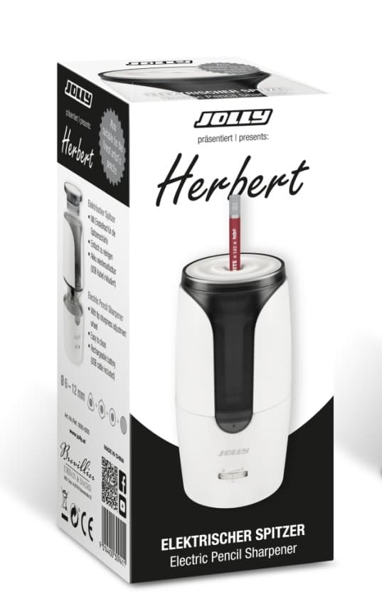 JOLLY elektrischer Spitzer HERBERT, Anspitzer mit Akku und USB-Ladekabel