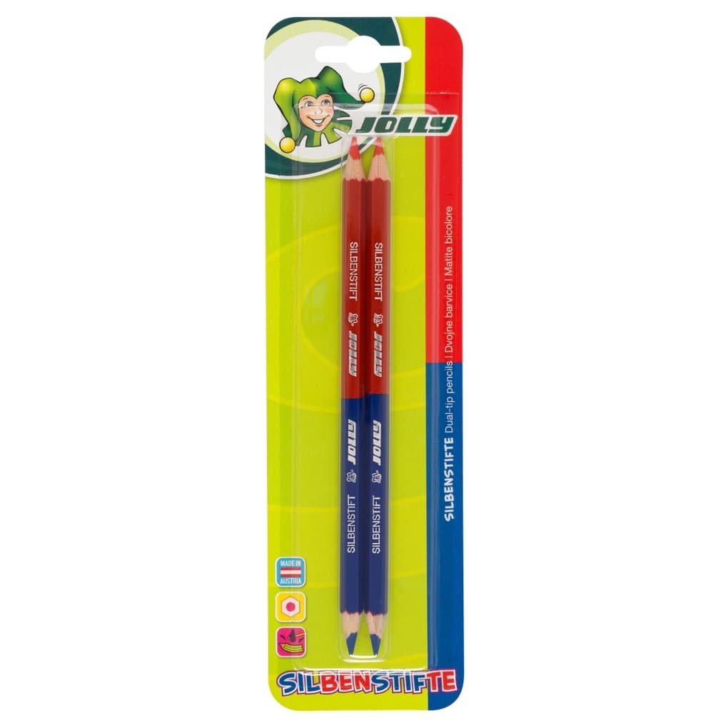 JOLLY Buntstifte Supersticks Silbenstift Rot-Blau, Kinderfest, 2er Set