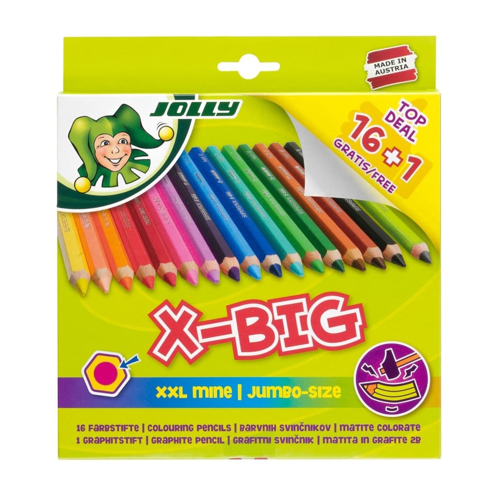 JOLLY Buntstifte Set Top Deal: X-BIG, 16 Farben + 1 Graphit Starter