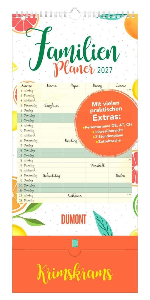 Familienplaner Krimskrams mit Tasche - 4 Spalten 2027