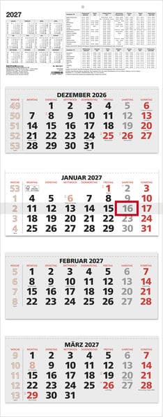 4-Monatskalender rot 2027