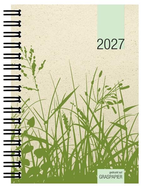 Taschenkalender 1W/2S Graspapier 2027