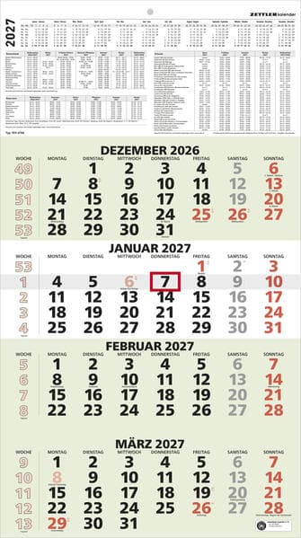 4-Monatskalender grün Blauer Engel 2027