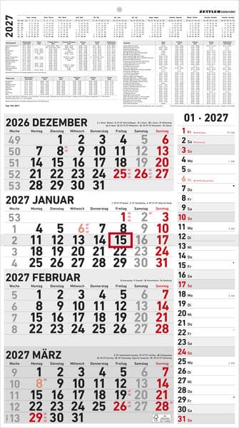 4-Monatskalender Kombi 2027