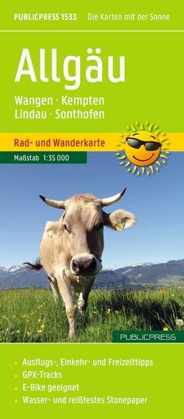 Publicpress Rad- und Wanderkarte Allgäu, Wangen, Kempten, Lindau, Sonthofen 1:35.000