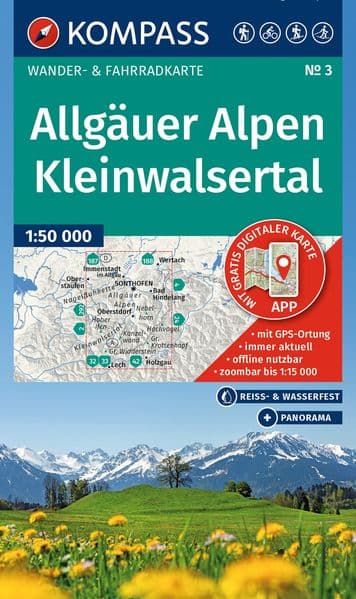 KOMPASS Wanderkarte 3 Allgäuer Alpen, Kleinwalsertal 1:50.000