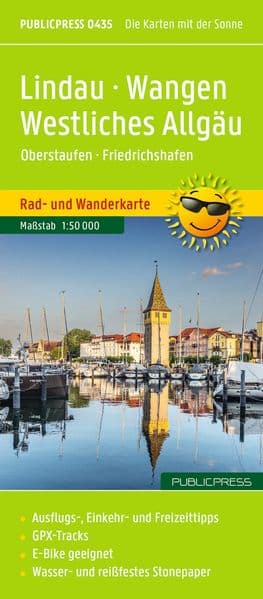 Publicpress Rad- und Wanderkarte Lindau, Wangen, Westliches Allgäu, Oberstaufen, Friedrichshafen 1:50.000