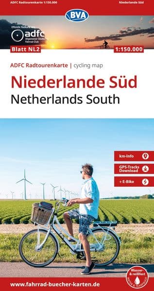 BVA ADFC Radtourenkarte Niederlande Süd, mit Knotenpunkten 1:150.000
