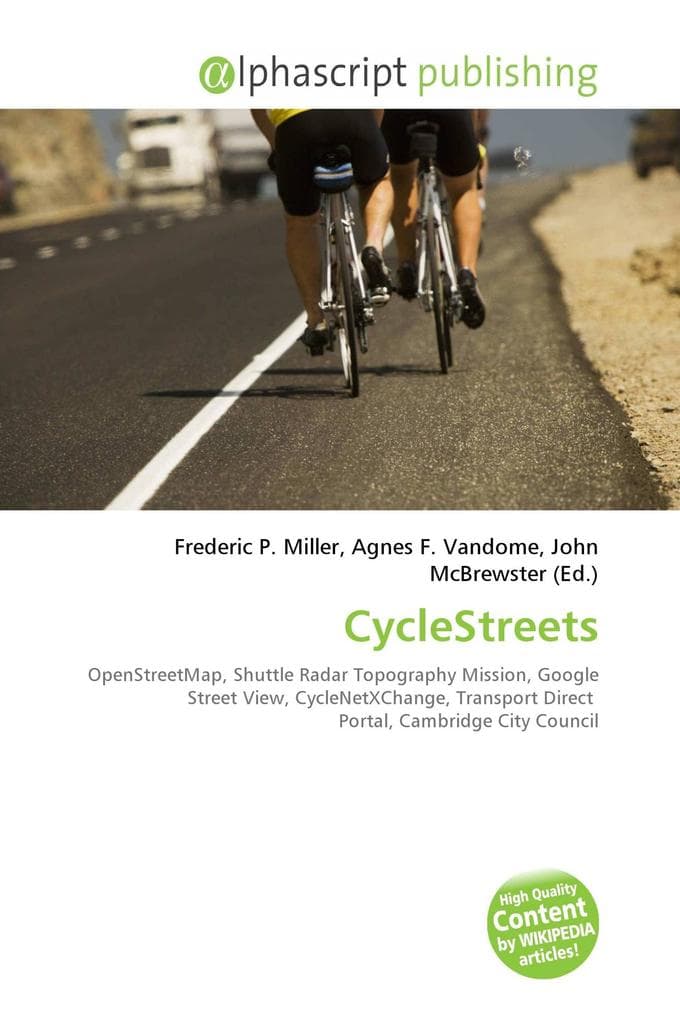 CycleStreets: OpenStreetMap, Shuttle Radar Topography Mission, Google Street View, CycleNetXChange, Transport Direct Portal, Cambridge City Council