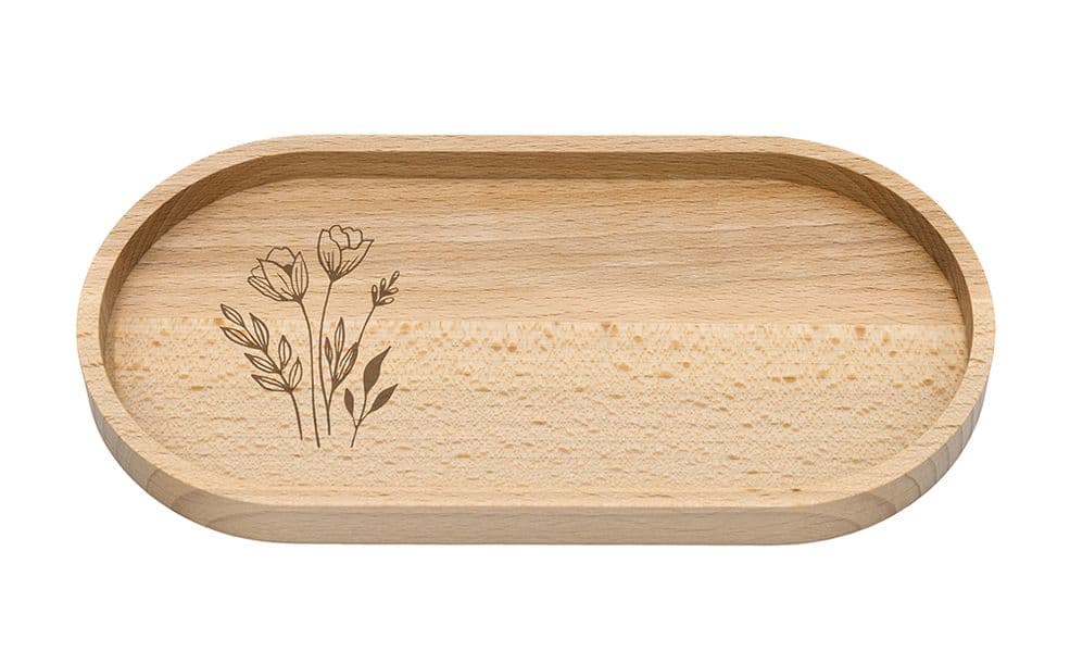 Holztablett Blumen und Gräser