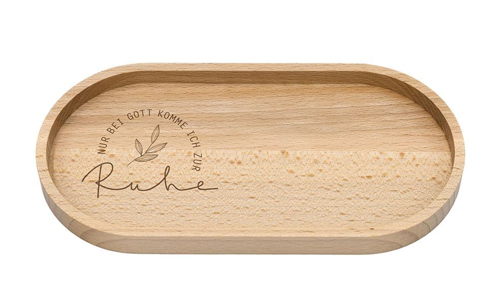 Holztablett Nur bei Gott komme ich zur Ruhe