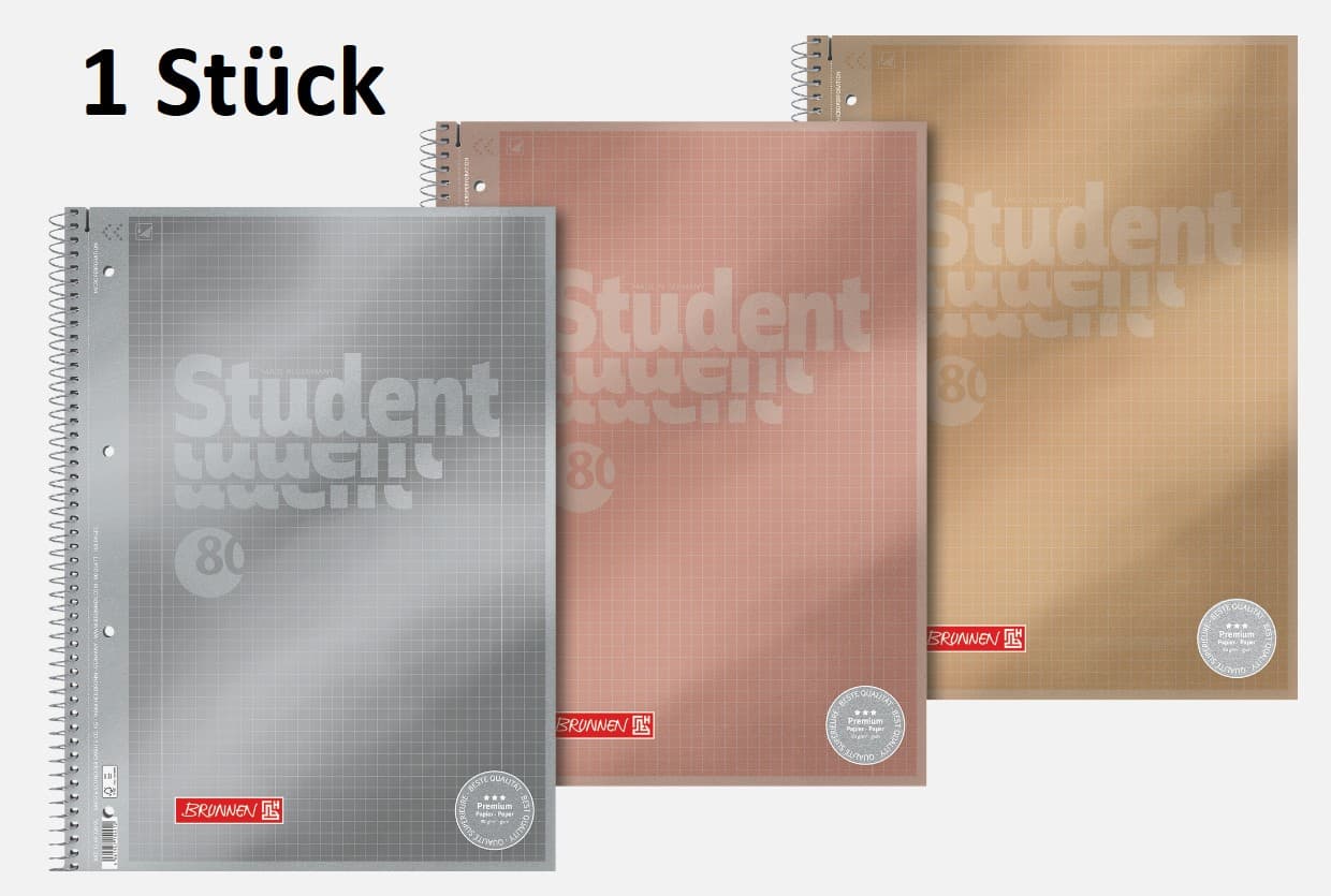 Brunnen Collegeblock Premium Student A4 Metallic, Lineatur 27, farblich sortiert, 1 Stück