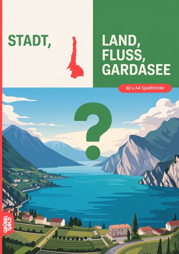 Stadt, Land, Fluss, Gardasee: 60 Spielblöcke A4 - Geschenk für Gardaseefans - Quiz | Spiel für Urlaub am Lago di Garda