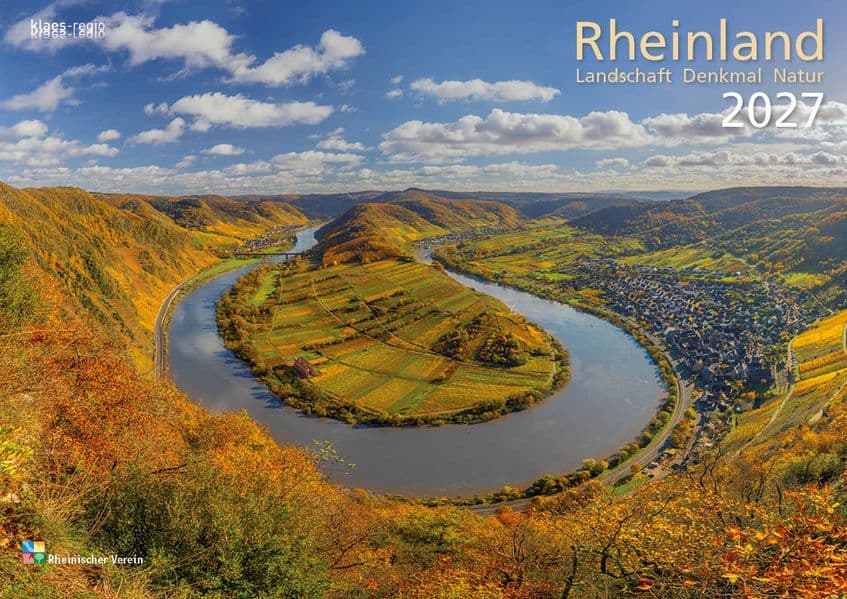Rheinland 2027 Wandkalender A4 quer Spiralbindung 28 Blatt mit 56 Seiten