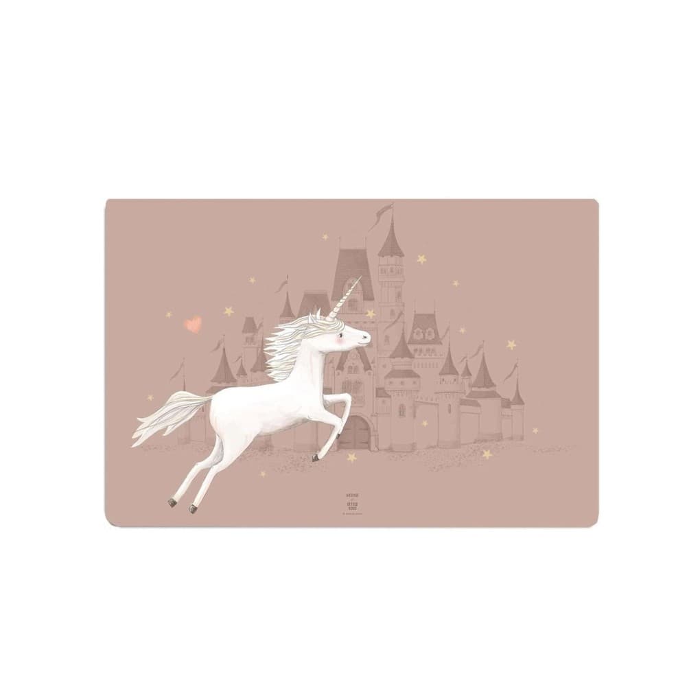 Scriptum Schreibtischunterlage für Kinder Schloss mit Einhorn altrosa - 60 x 40 cm, aus premium Vinyl