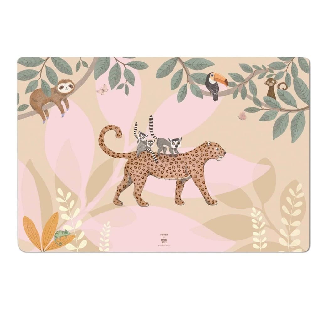 Scriptum Schreibtischunterlage für Kinder Jungle Tiere rosa - 60 x 40 cm - aus premium Vinyl