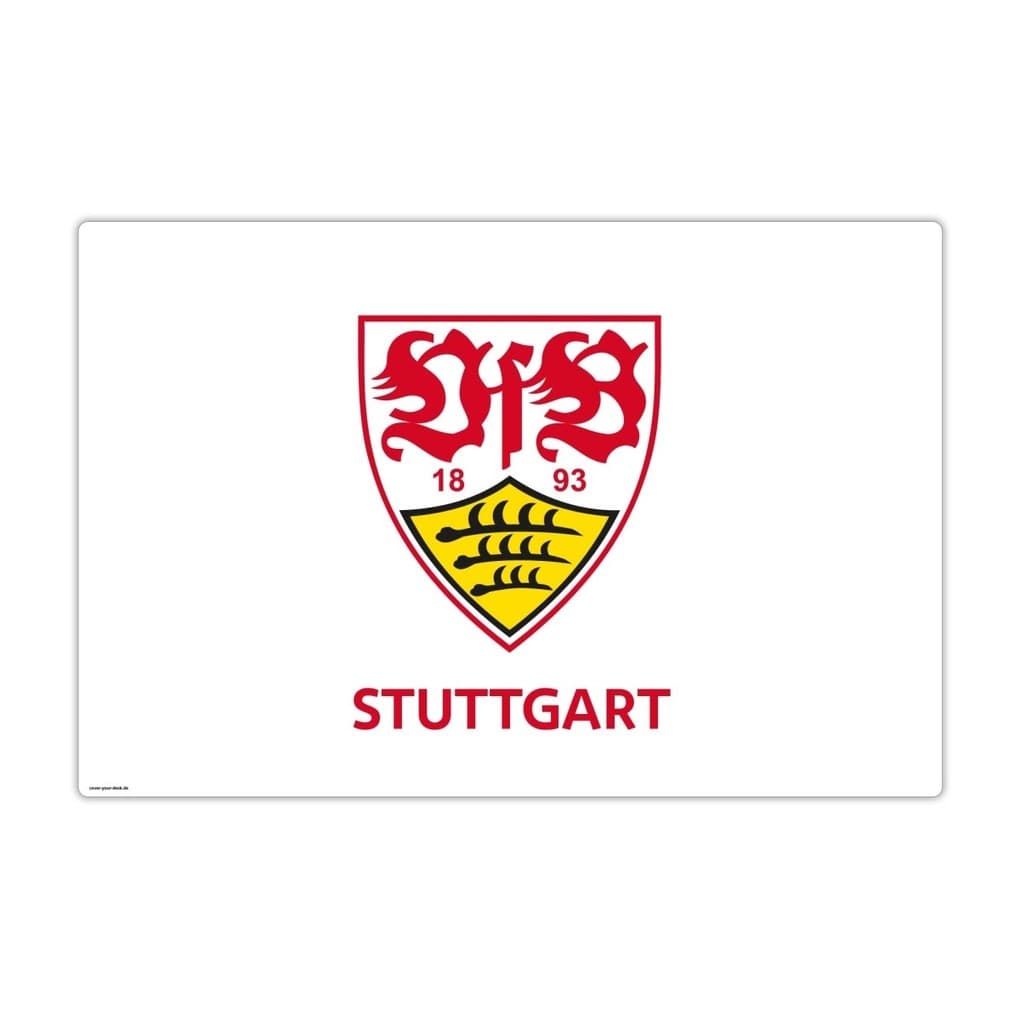 Cover-your-desk Schreibtischunterlage für Kinder und Erwachsene VfB Stuttgart Logo weiß - 60 x 40 cm, aus premium Vinyl