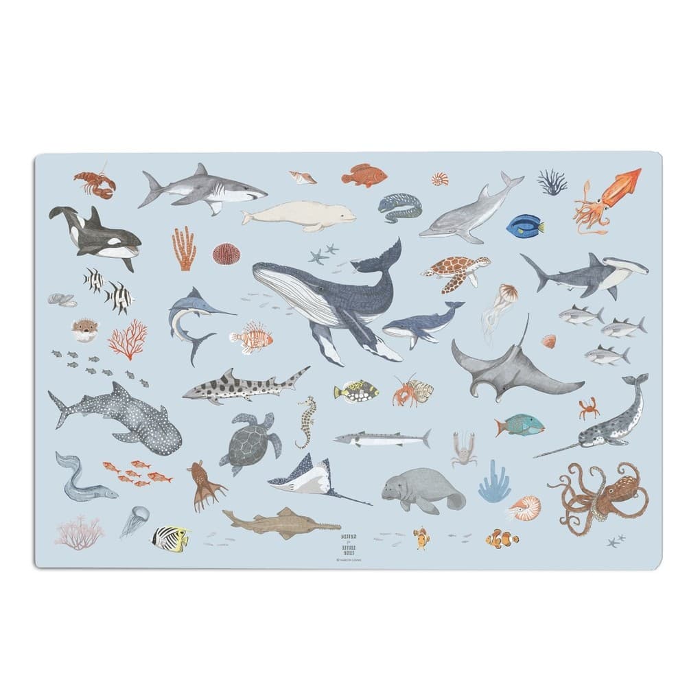 Scriptum Schreibtischunterlage für Kinder Meerestiere - 60 x 40 cm - aus premium Vinyl