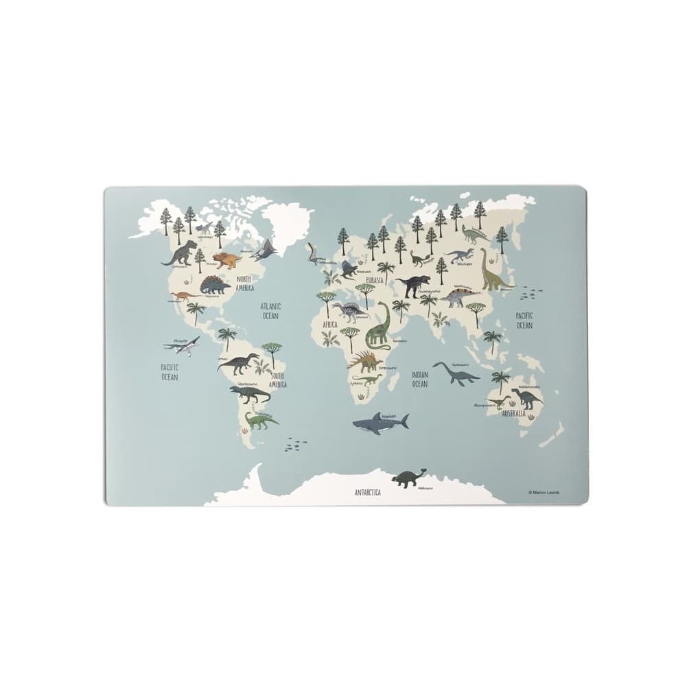 Scriptum Schreibtischunterlage für Kinder Weltkarte Dinosaurier - 60 x 40 cm, aus premium Vinyl