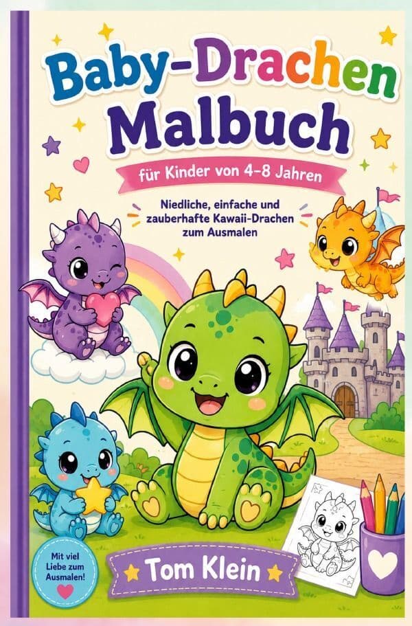 Baby-Drachen Malbuch für Kinder von 4-8 Jahren