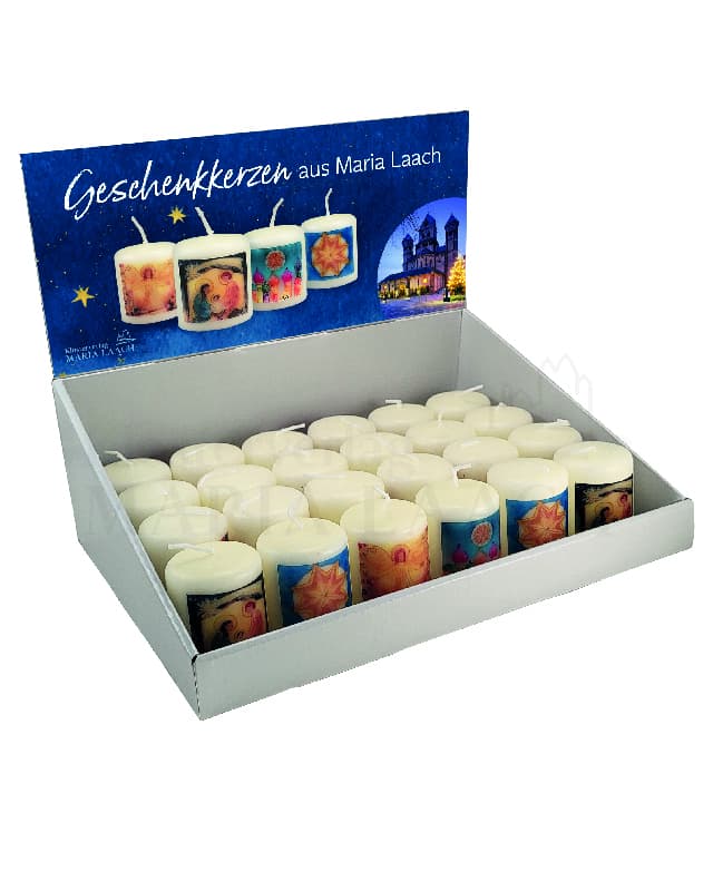 Verkaufsdisplay, 28 Kerzen, 4 x 7 Stück je 7 x 876131, 876132, 876133, 876134