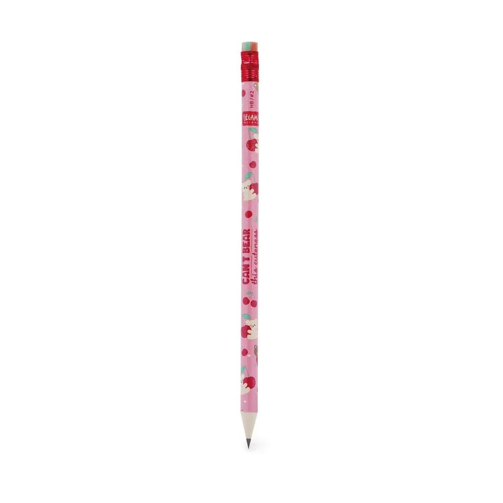 Legami Bleistift aus Recyclingpapier, I USED TO BE A NEWSPAPER - TEDDY BEAR CHERRY PINK
