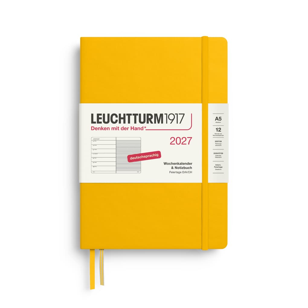 Wochenkalender und Notizbuch Medium (A5) 2027, Sunflower, Deutsch