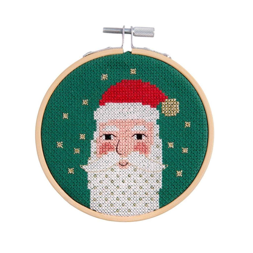Stickp. Gez. Kreuzstich, Weihnachtsmann, Ø 10 cm