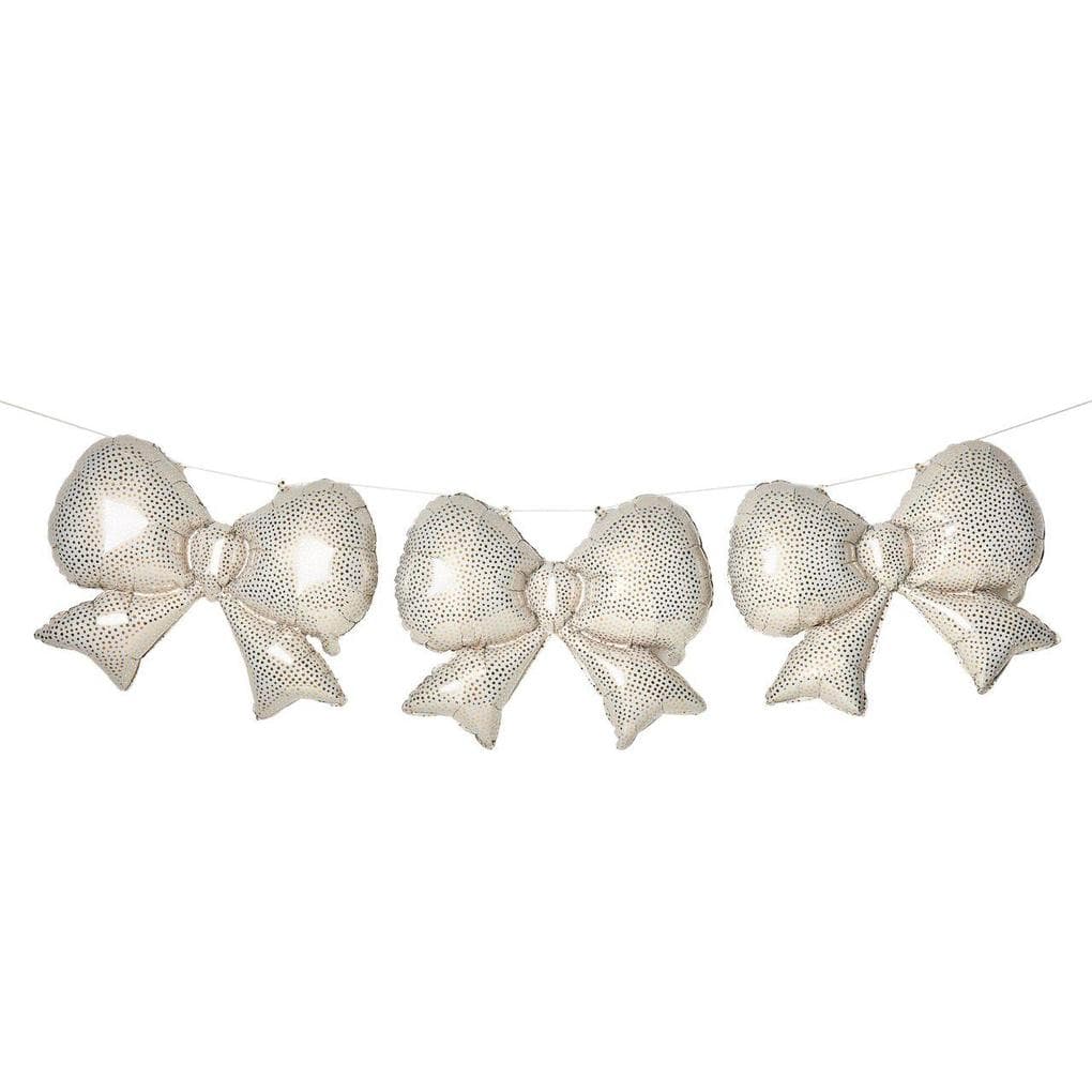 Folienballon Set, Schleifen, Pünktchen, Creme/Gold