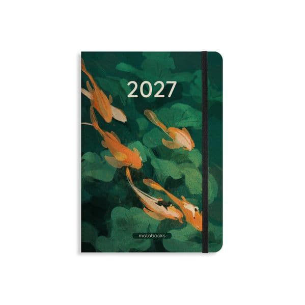Kalender 2027 A5 Diary aus Graspapier - Jahresplaner Samaya - Farbe: Pond Green - matabooks